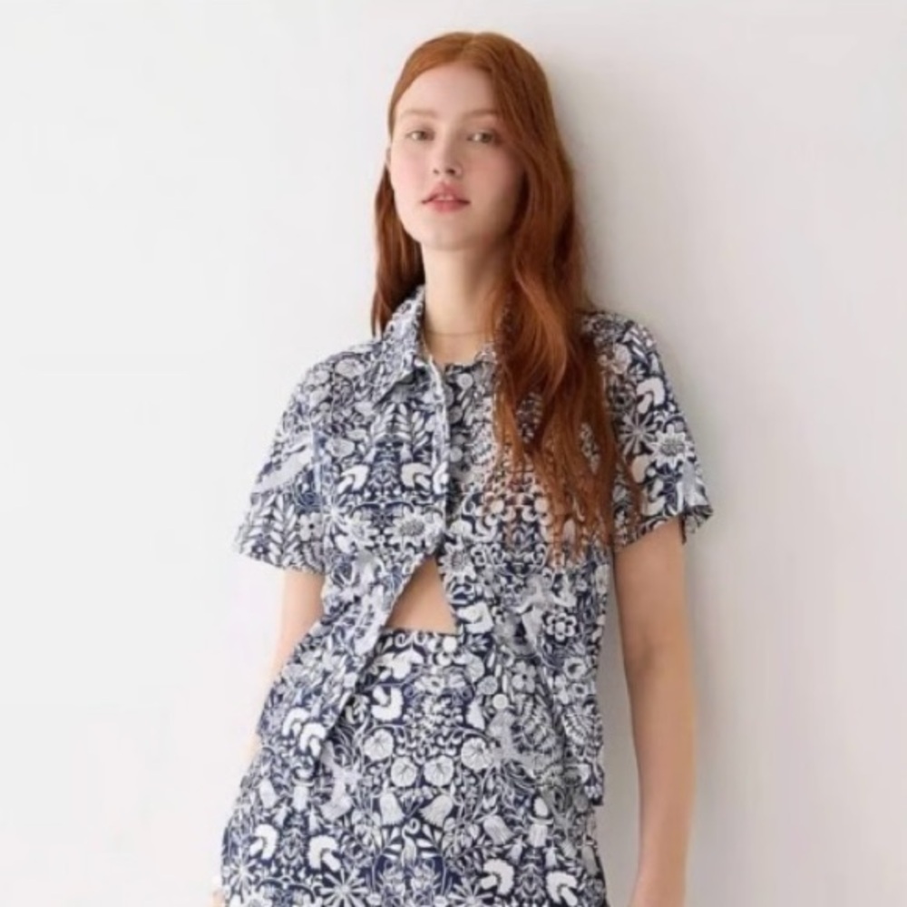 J Crew Gamine Cotton Poplin Shirt Sz M